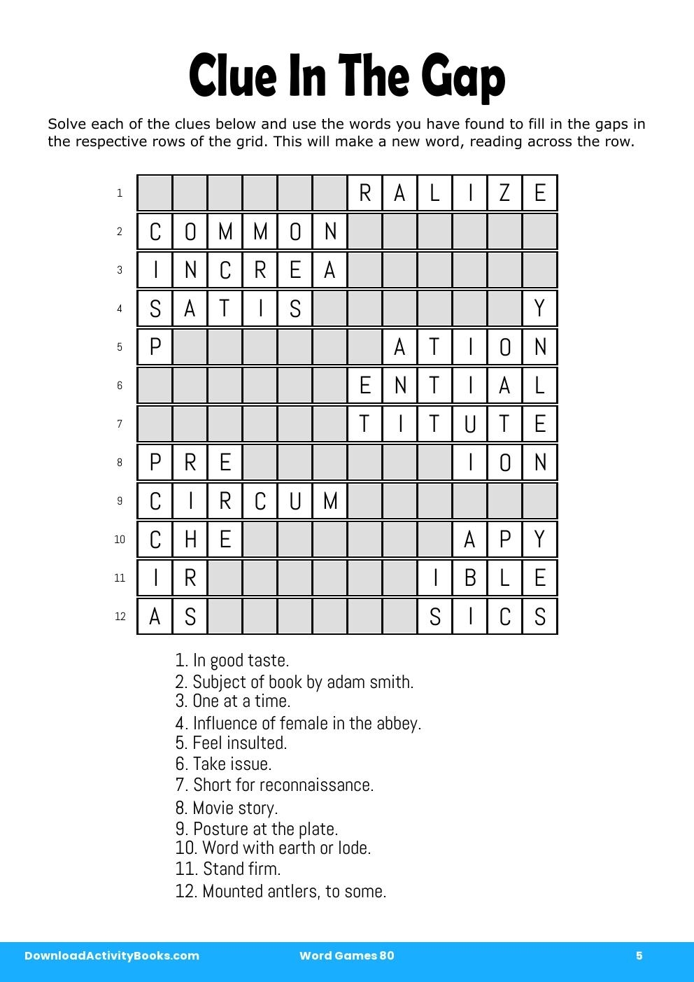 Download Clue In The Gap In Word Games 80