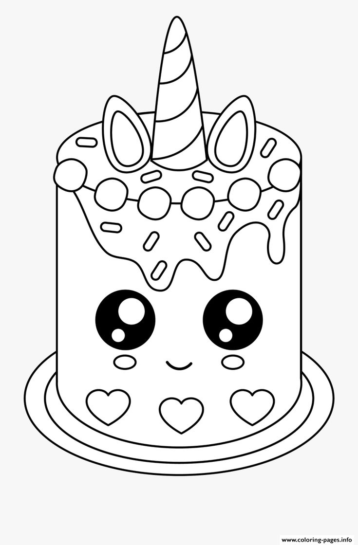Easy Cake Unicat Coloring Page Printable Easy Cake Unicat Coloring Page Printable