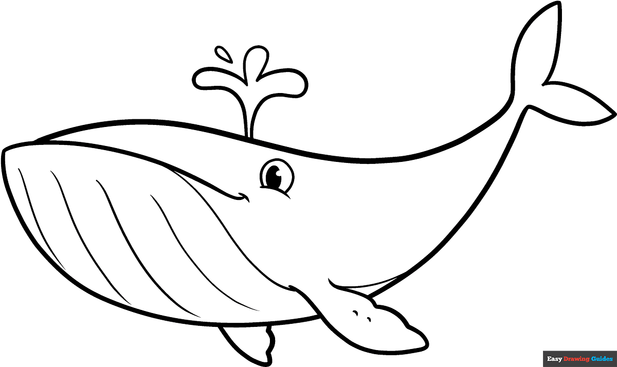 Easy Whale Coloring Page Easy Drawing Guides Easy Whale Coloring Page Easy Drawing Guides