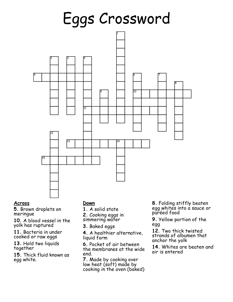 Eggs Crossword WordMint
