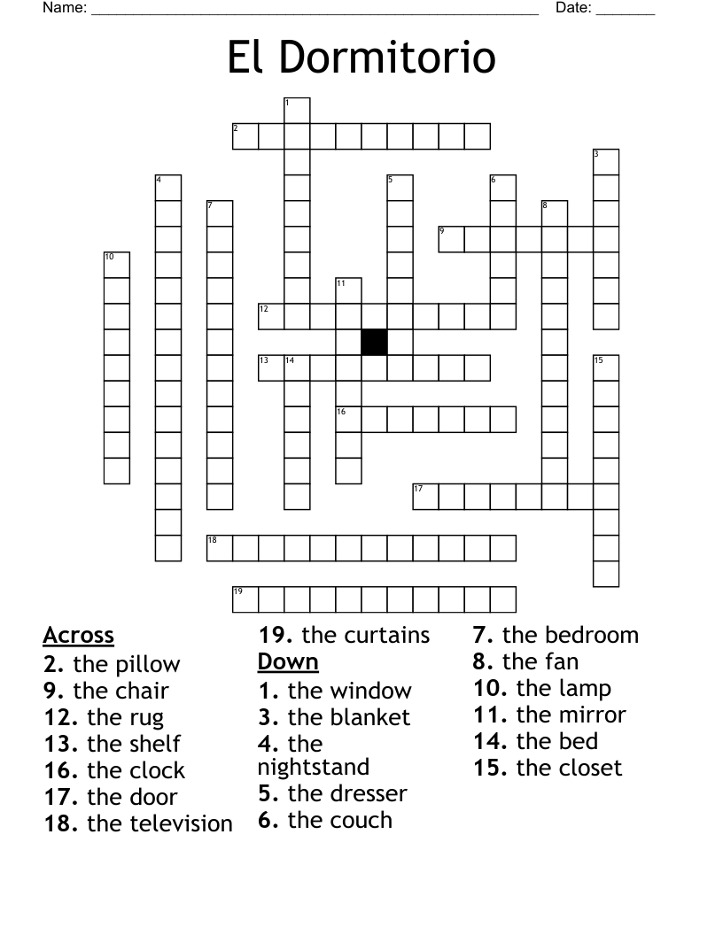 El Dormitorio Crossword WordMint