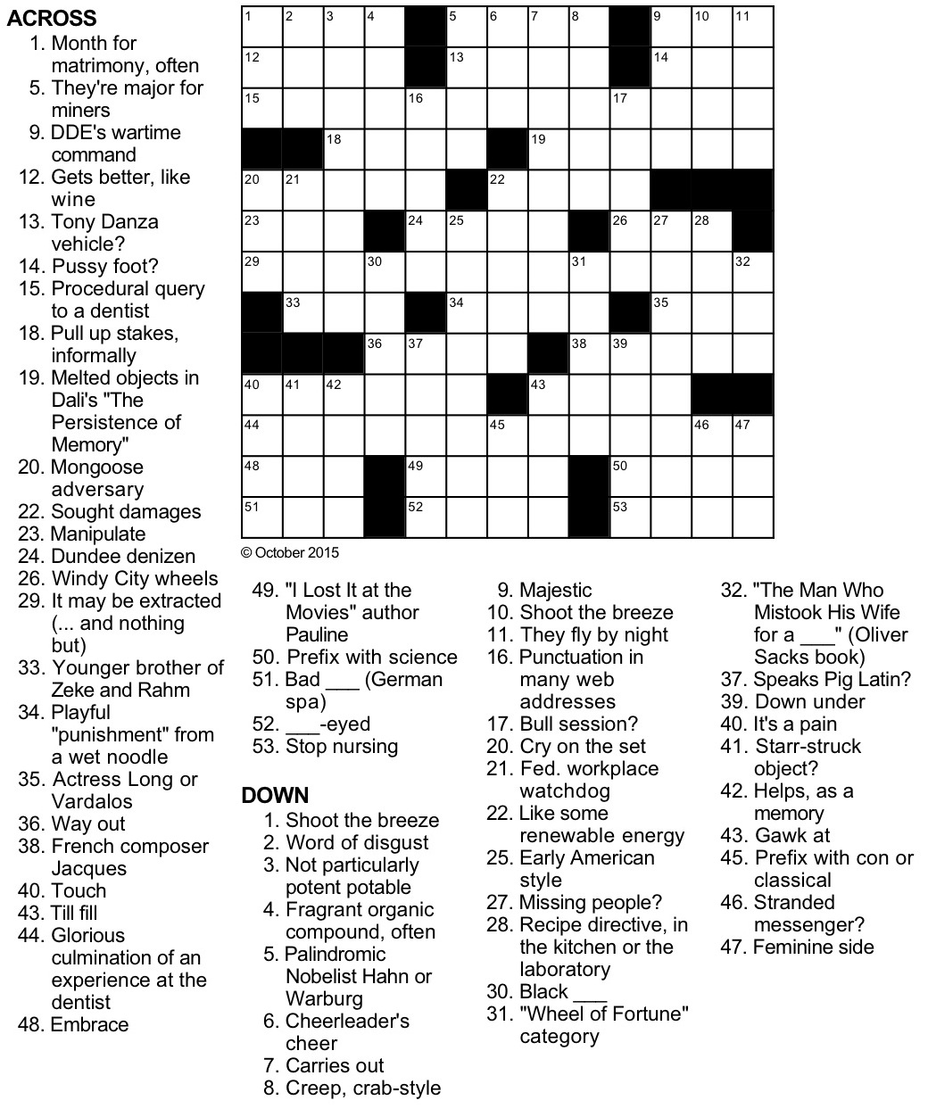 First Impression Crossword Puzzle