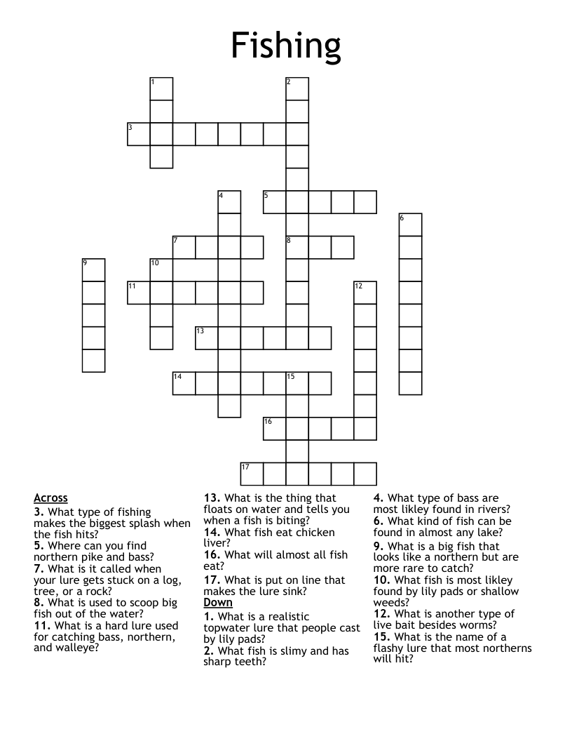 Fishing Crossword WordMint