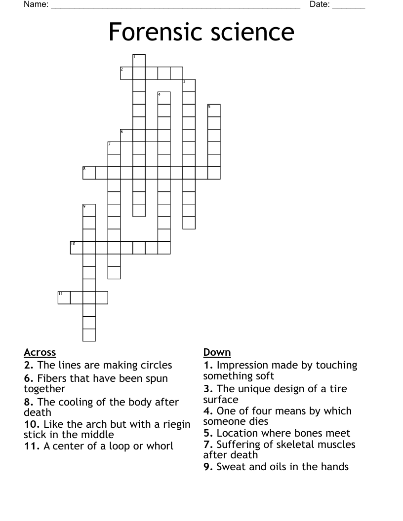 Forensic Science Crossword WordMint