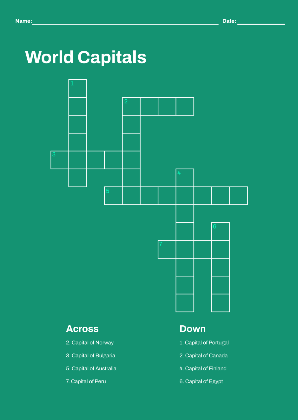 Free Mini Crossword Puzzle For Kids Template To Edit Online