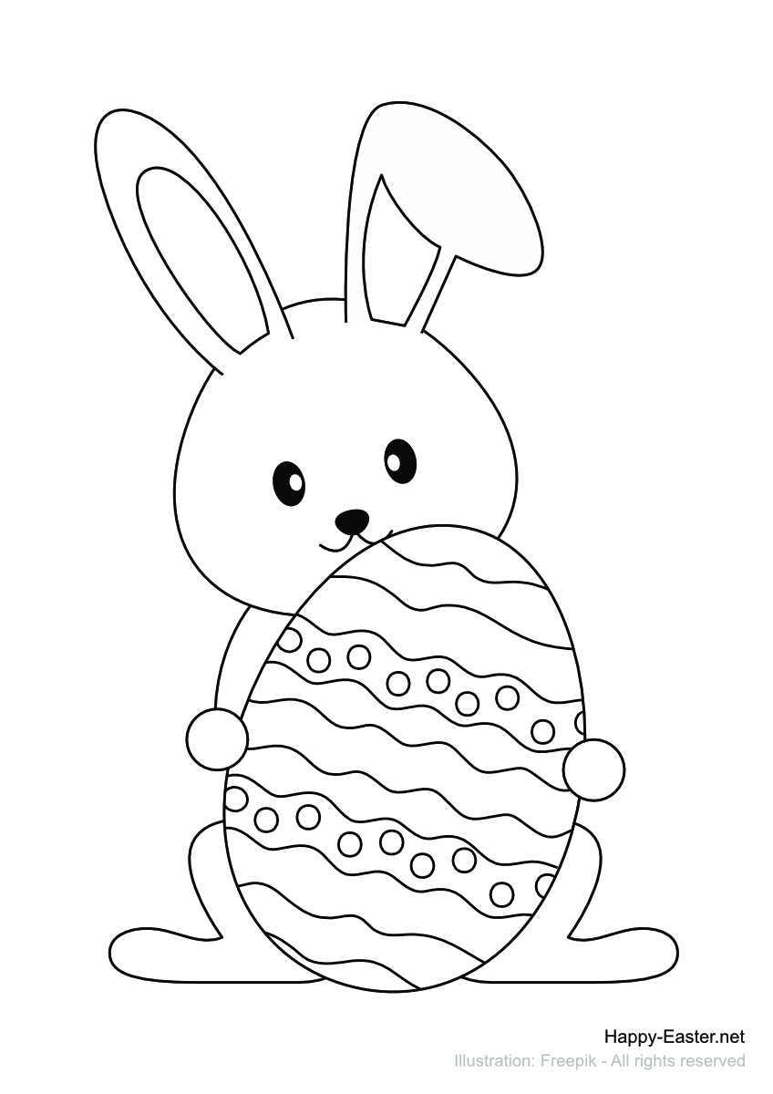 Free Printable Coloring Page Cute Bunny With Decorated Egg