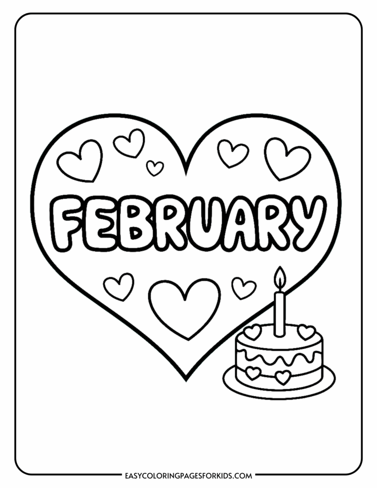 Free Printable February Coloring Pages 5 PDF Pages Easy Coloring Pages For Kids
