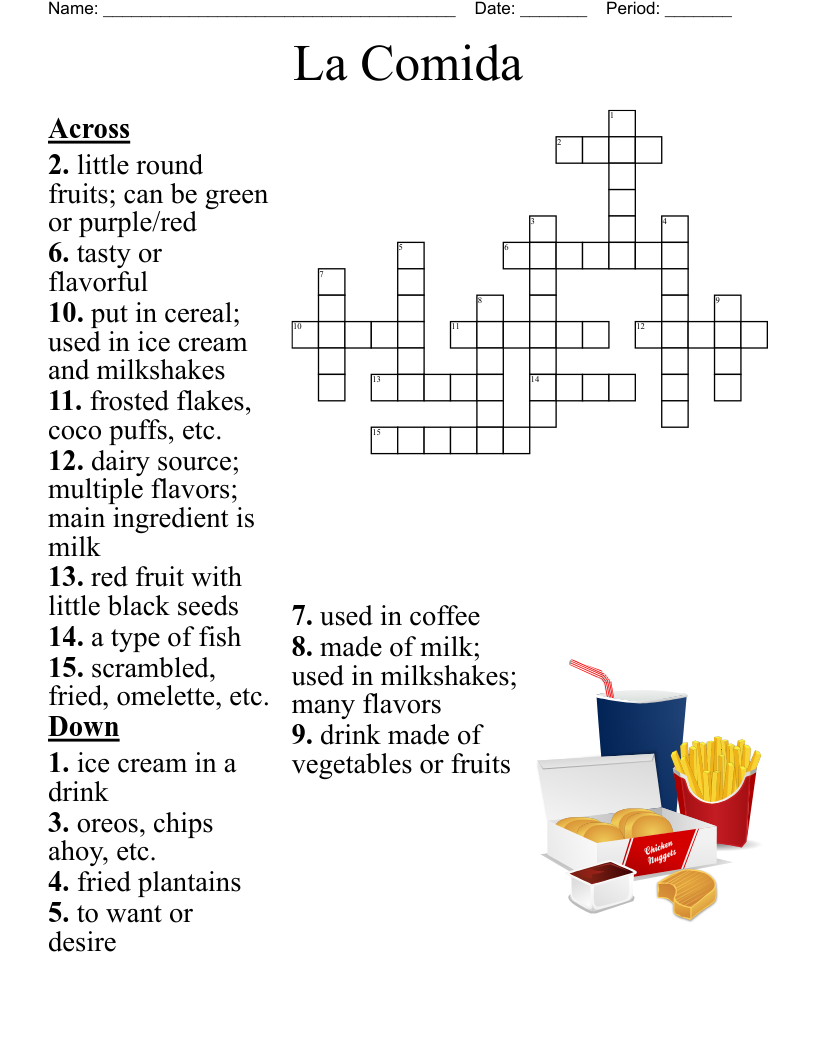 FRUIT VEGETABLES Crossword WordMint