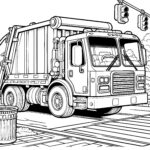 Garbage Truck Stopped At Traffic Light Coloring Page For Free Download
