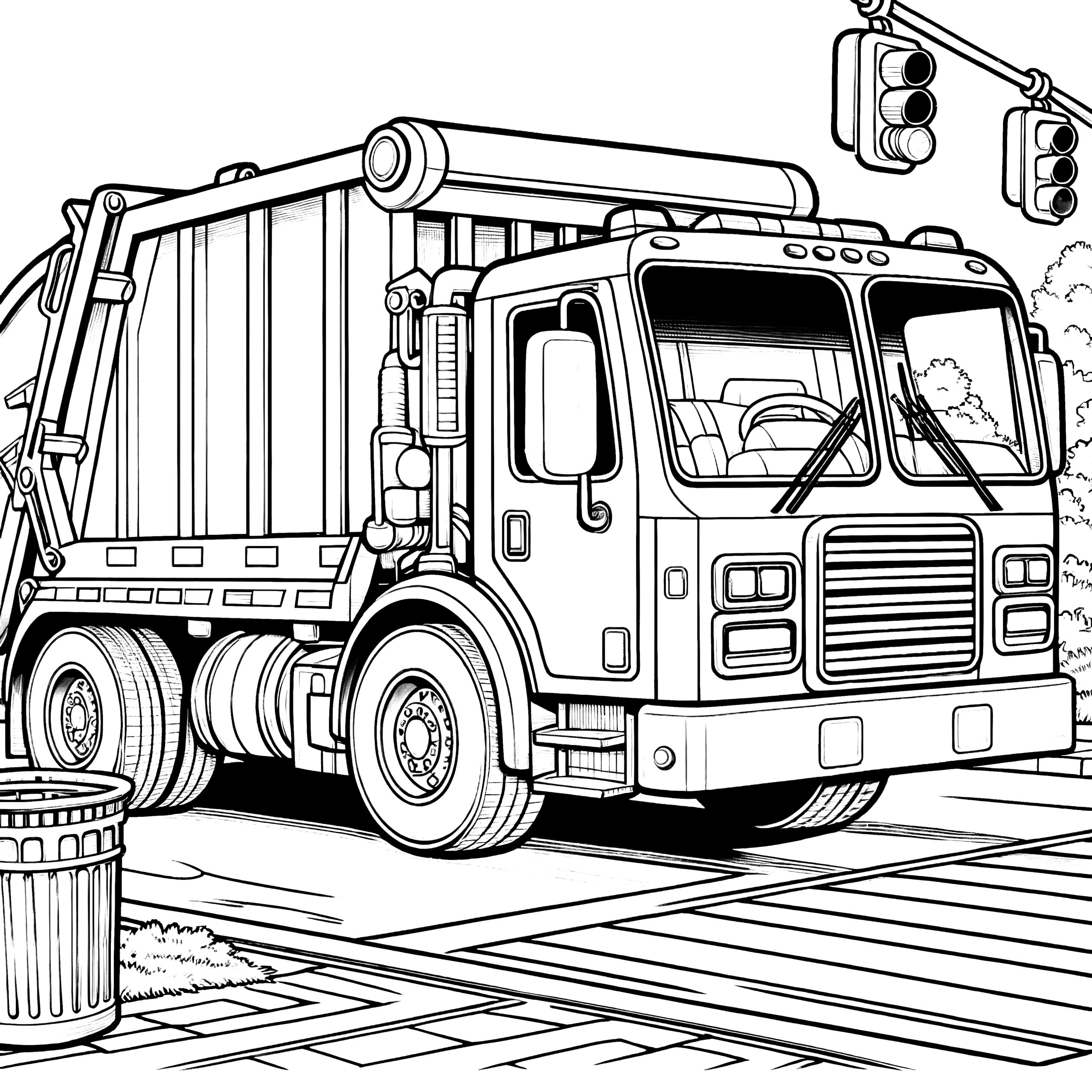 Garbage Truck Stopped At Traffic Light Coloring Page For Free Download Garbage Truck Stopped At Traffic Light Coloring Page For Free Download