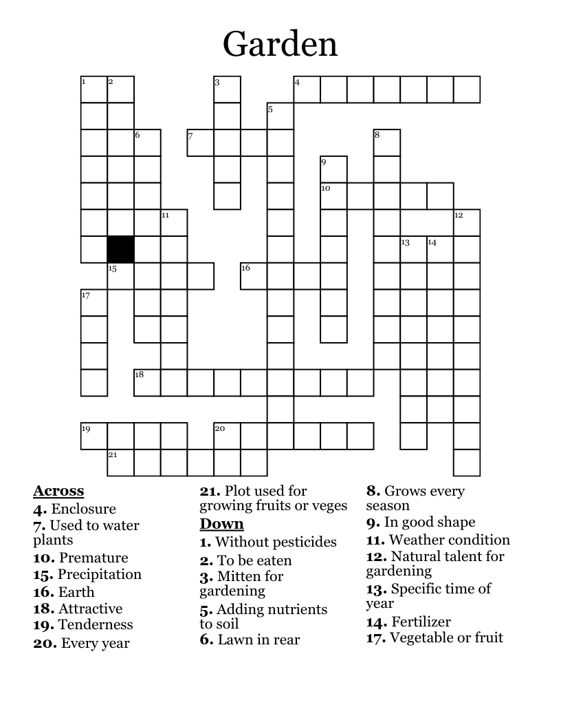 Garden Crossword WordMint