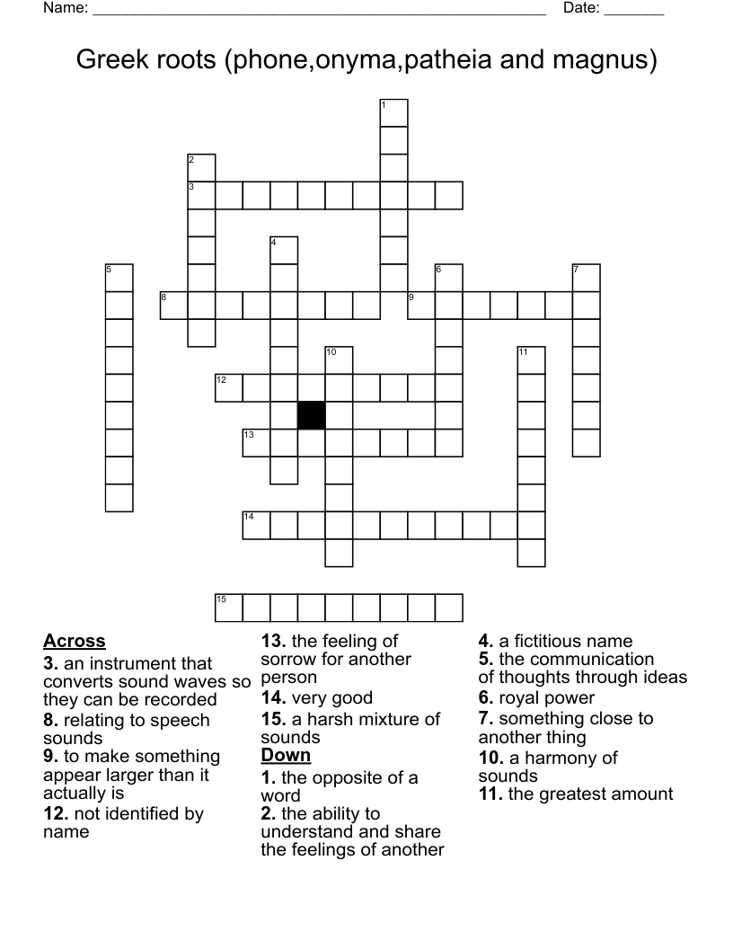 Greek Roots phone onyma patheia And Magnus Crossword WordMint