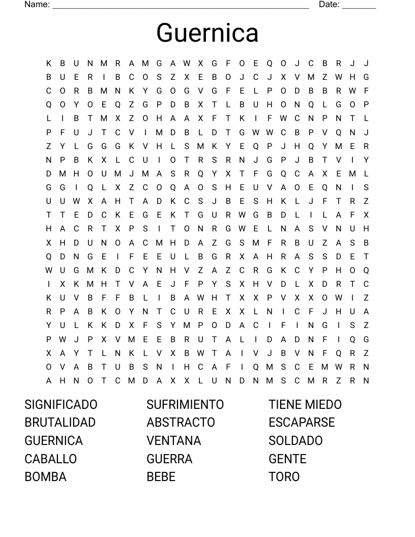 Guernica Word Search WordMint