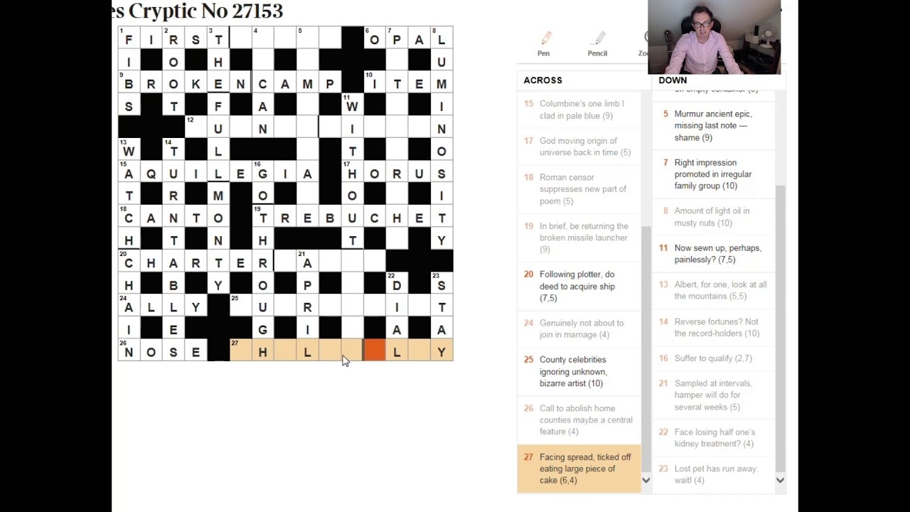 Guided Solve Of The Times Cryptic Crossword 26 Sep 18 YouTube