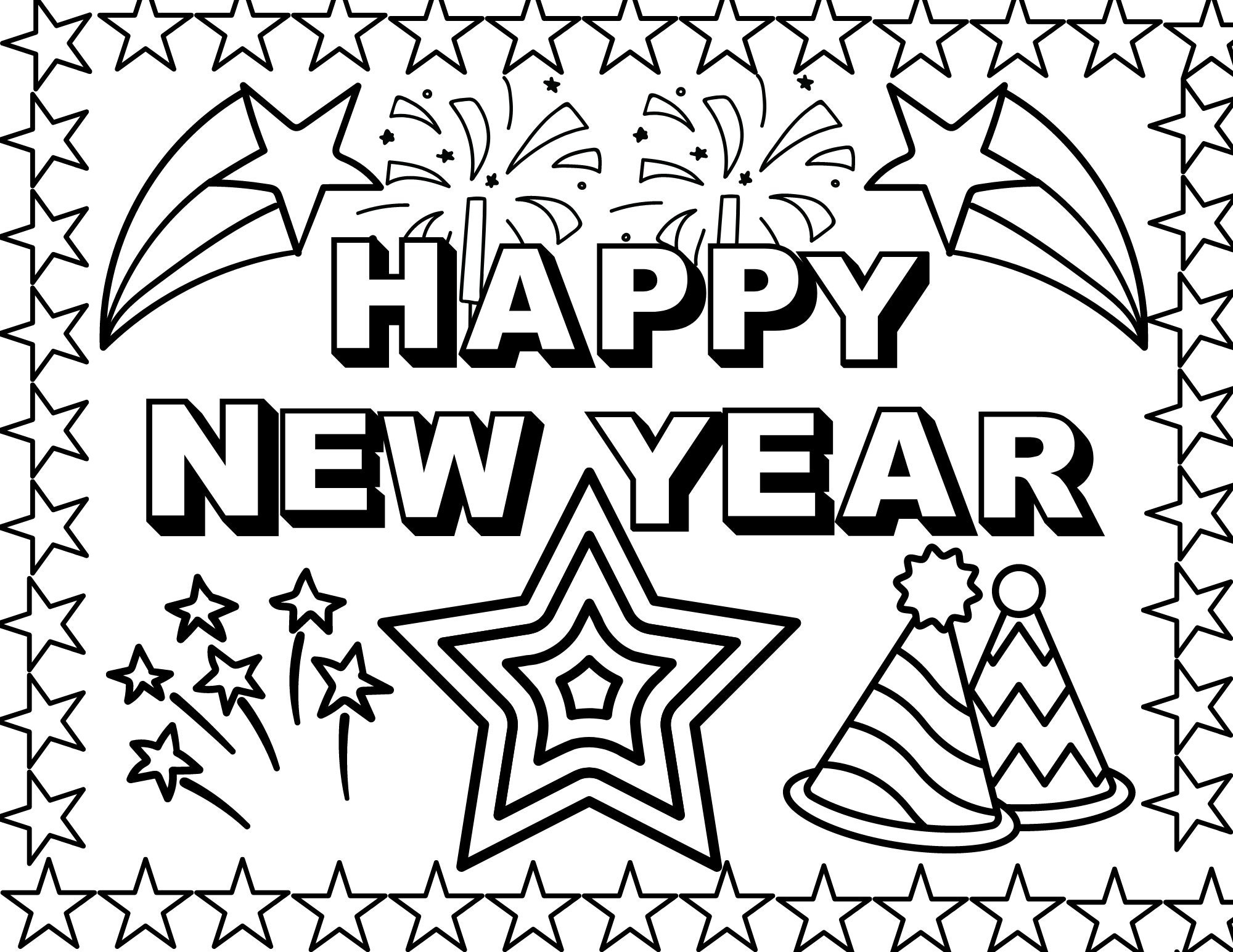 Happy New Year 2023 Coloring Sheet Etsy