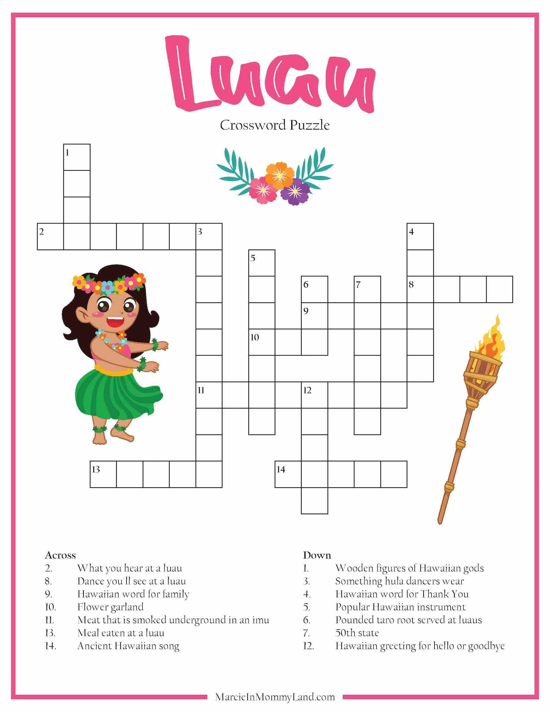 Hawaii Crossword Printables For Kids Etsy Hong Kong