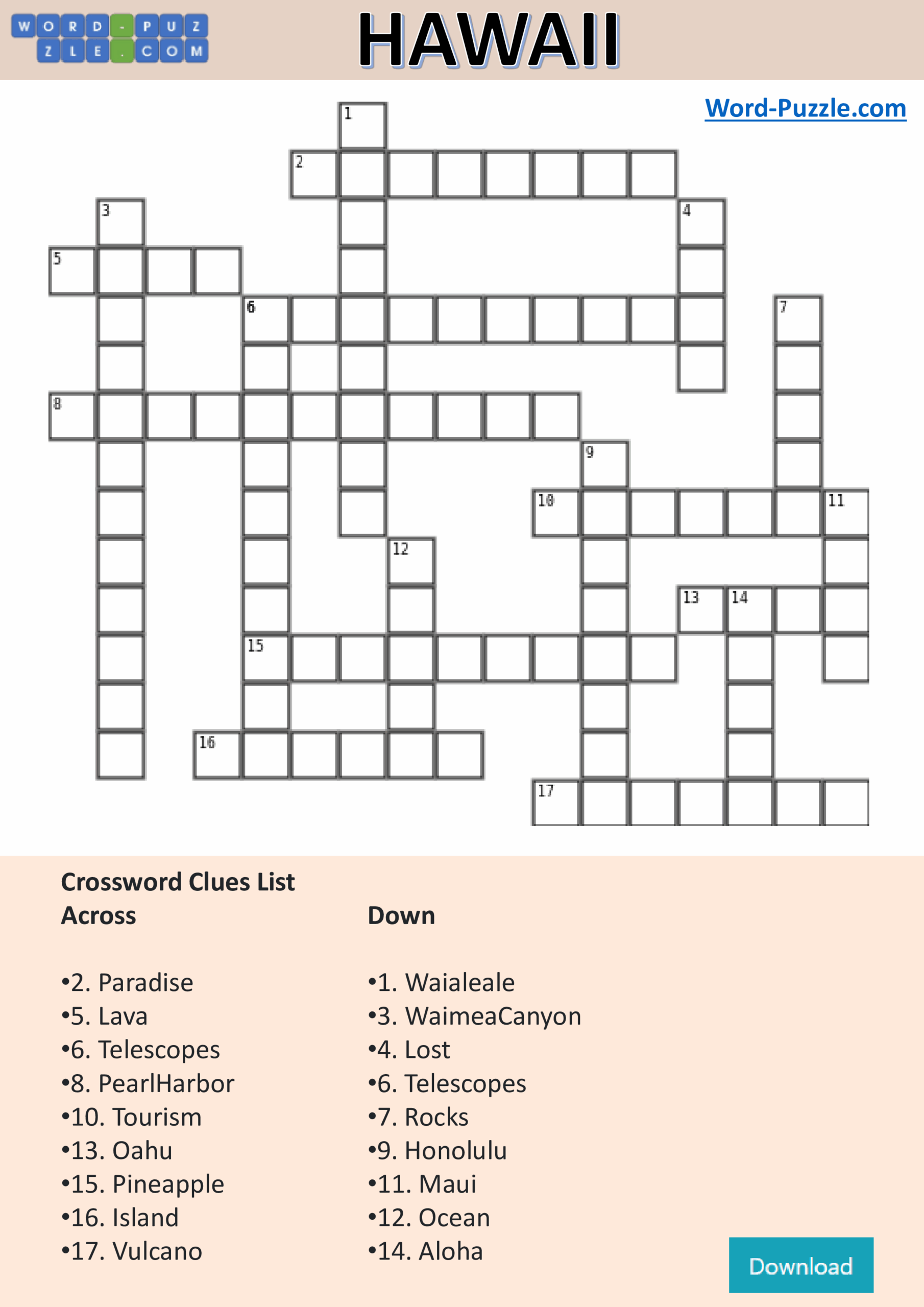hawaiian island crossword