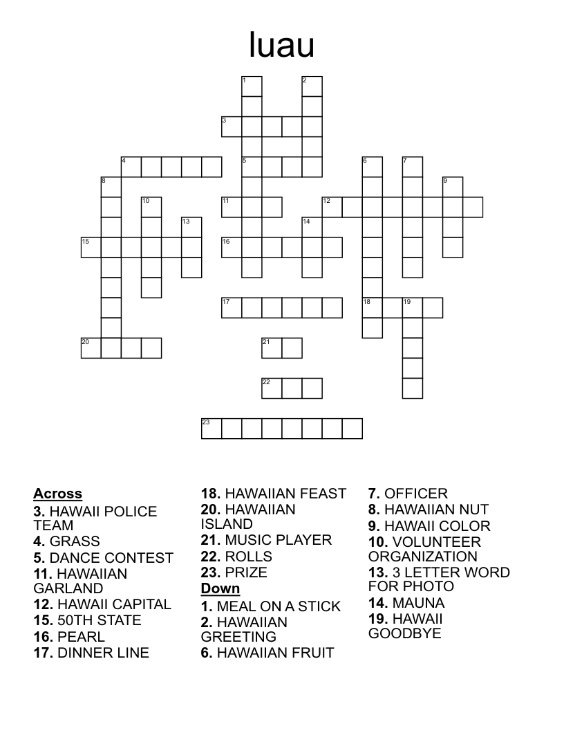 Hawaii Word Search WordMint