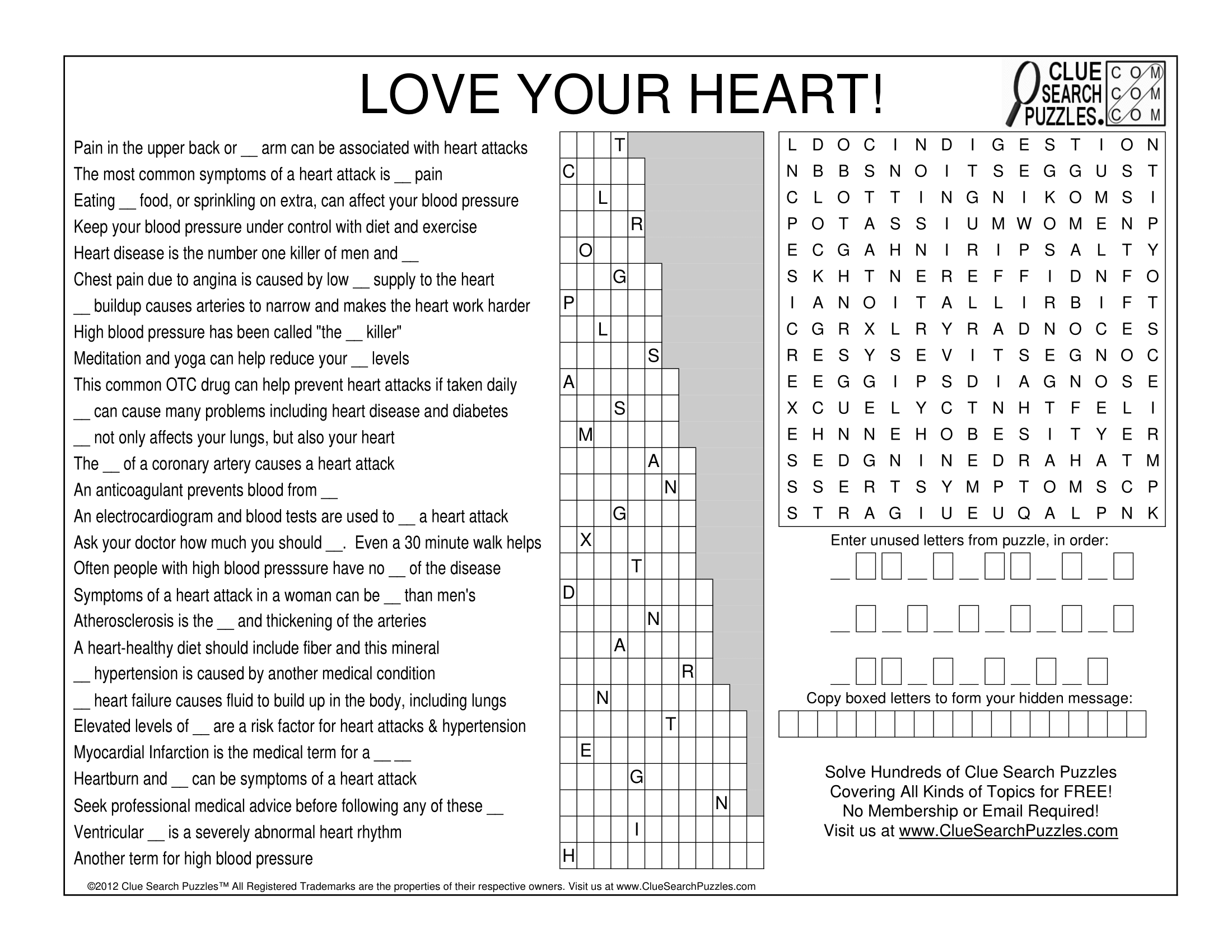 heart crossword clue