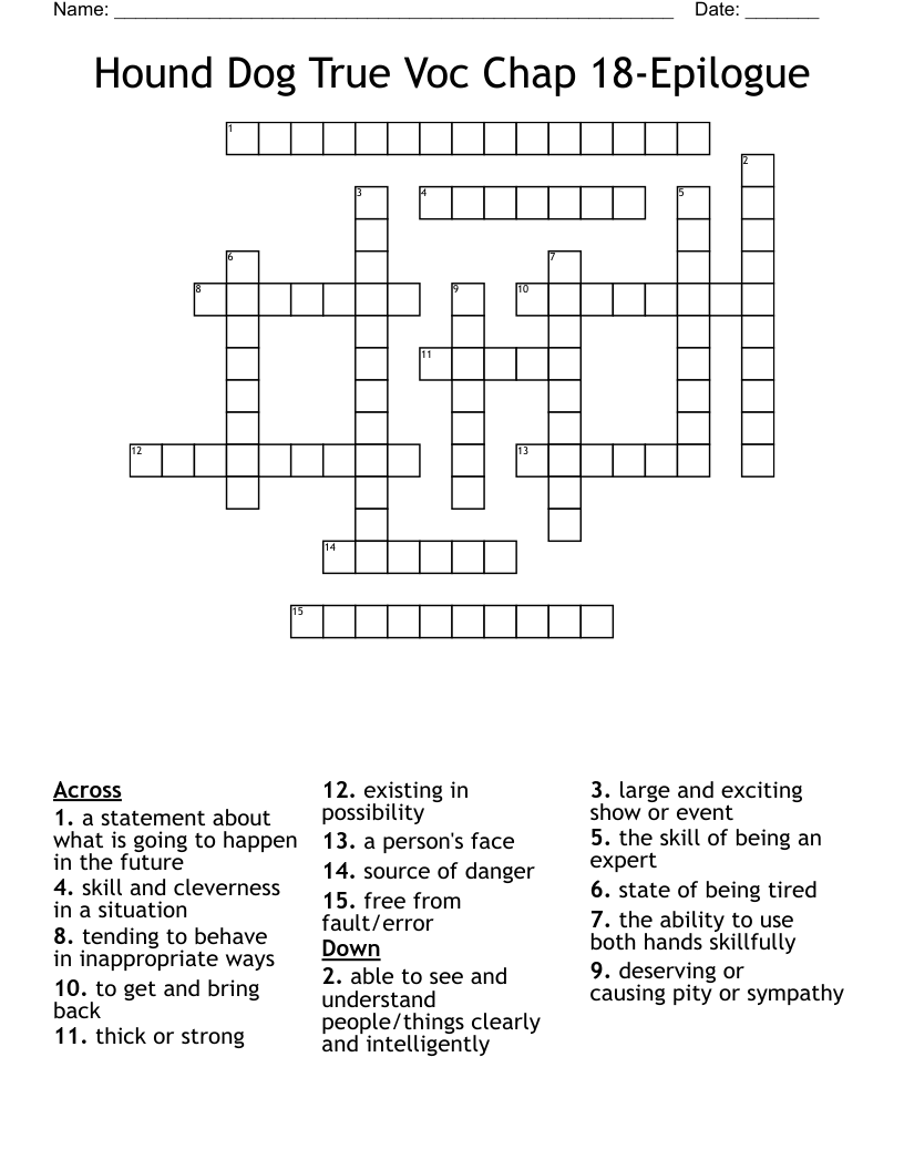 Hound Dog True Voc Chap 18 Epilogue Crossword WordMint
