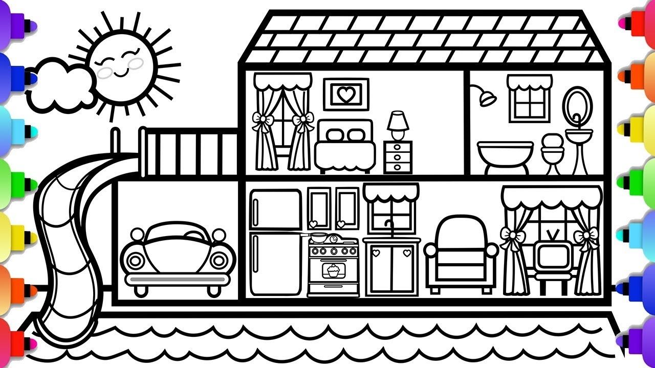 How To Draw A Simple Fun House Coloring Page Fun House Coloring Pages YouTube