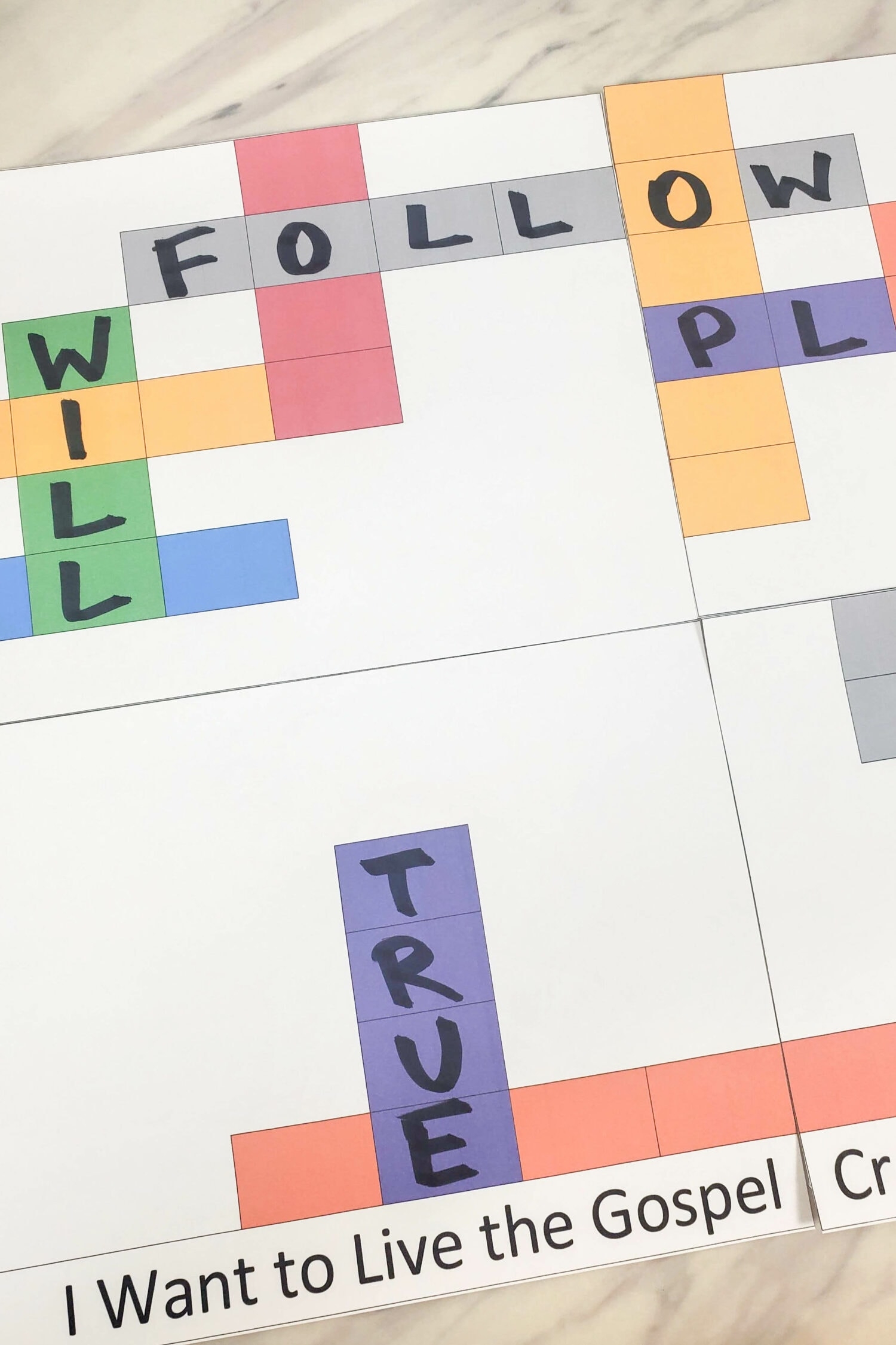 I Want To Live The Gospel Crossword Puzzle Primary Singing