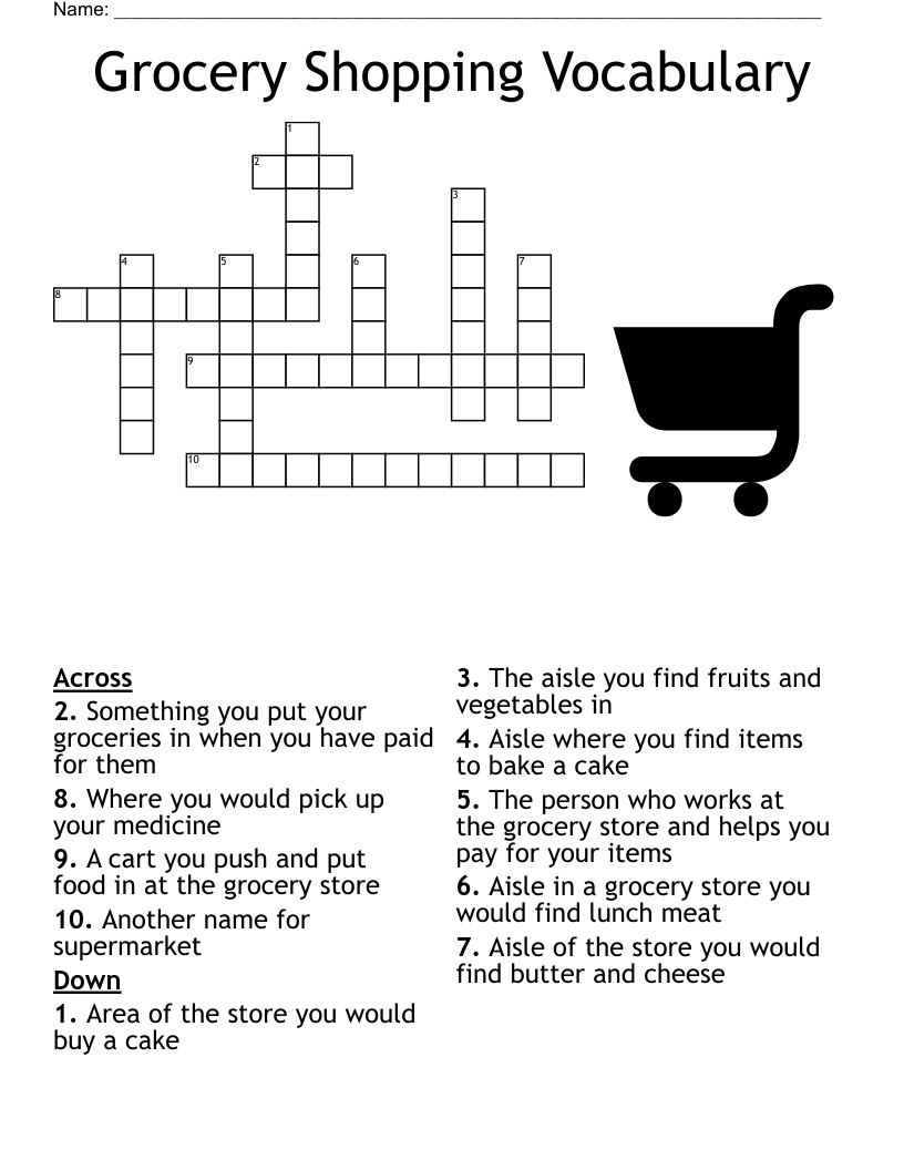 In The Grocery Store Crossword WordMint