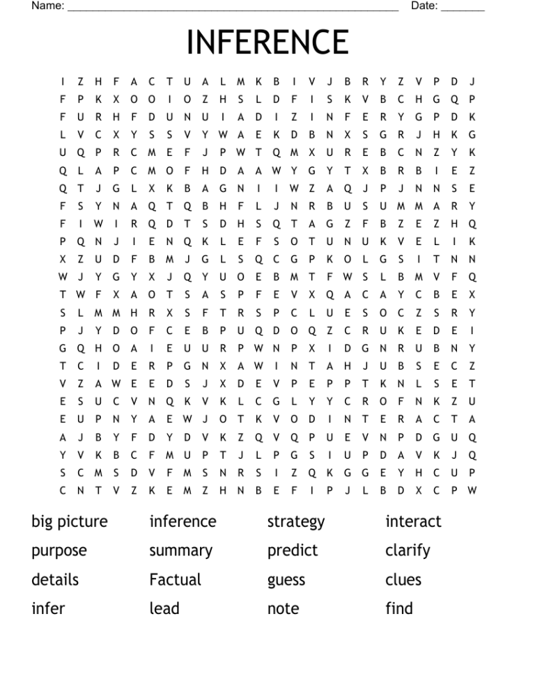 INFERENCE Word Search WordMint