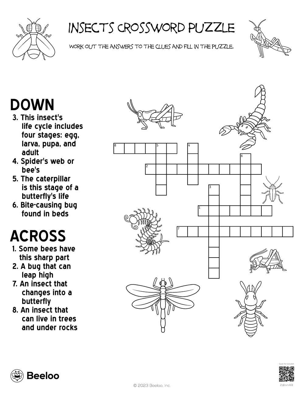 Insects Crossword Puzzle Beeloo Printable Crafts And Activities For Kids Insects Crossword Puzzle Beeloo Printable Crafts And Activities For Kids