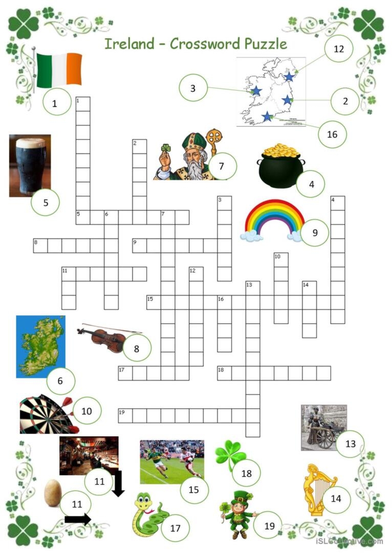 Ireland Crossword Puzzle Crossword English ESL Worksheets Pdf Doc