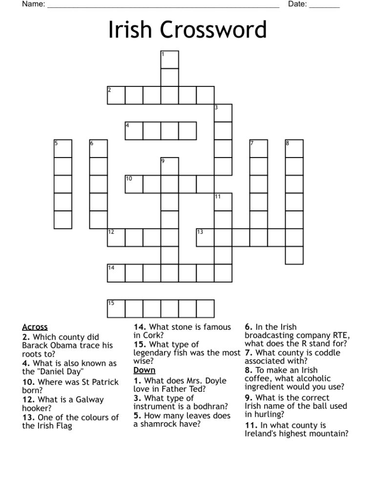 Irish Crossword WordMint