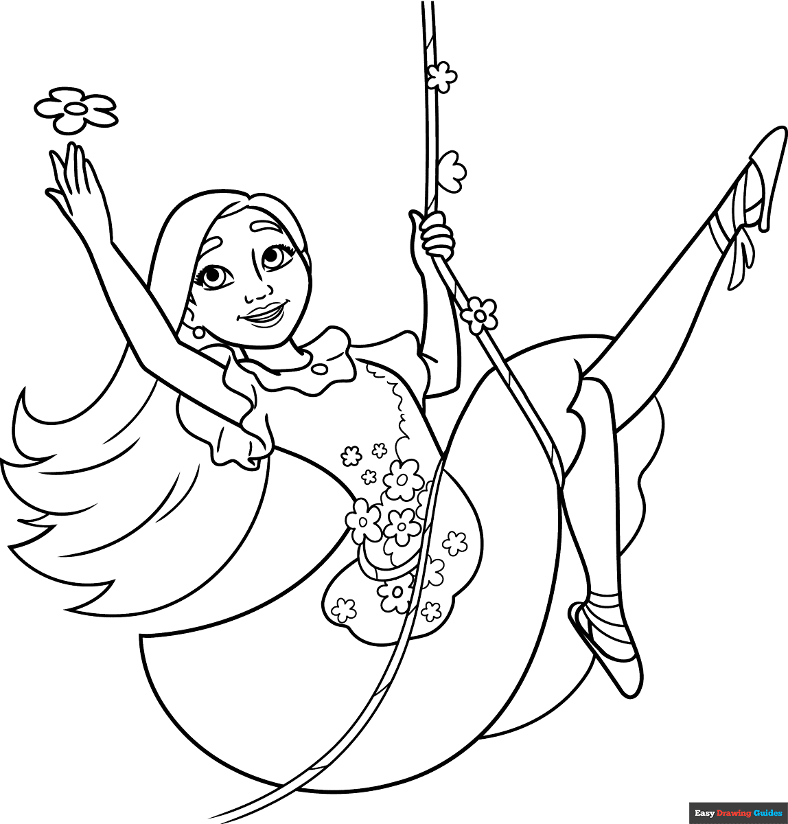 Isabela From Encanto Coloring Page Easy Drawing Guides