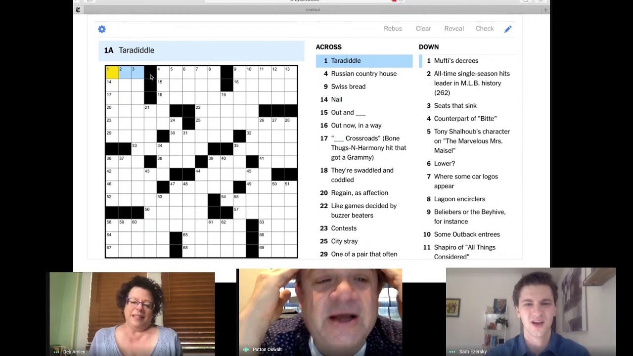 Join Patton Oswalt Deb Amlen And Sam Ezersky As They Solve Blake Slonecker s Thursday Puzzle YouTube
