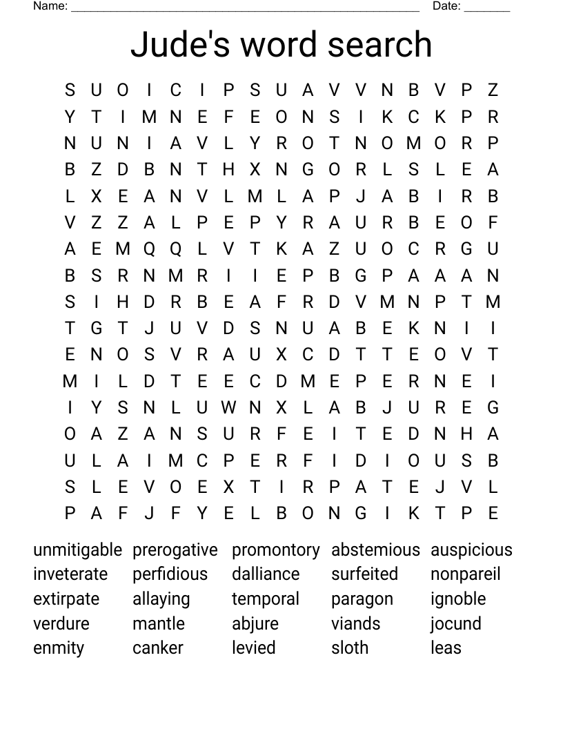 Jude s Word Search WordMint