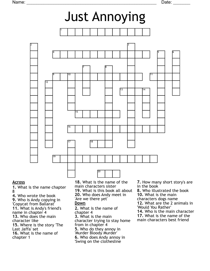 Just Annoying Crossword WordMint Just Annoying Crossword WordMint