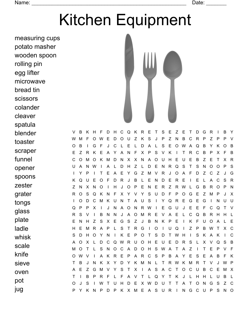 Kitchen Gadgets Word Search WordMint