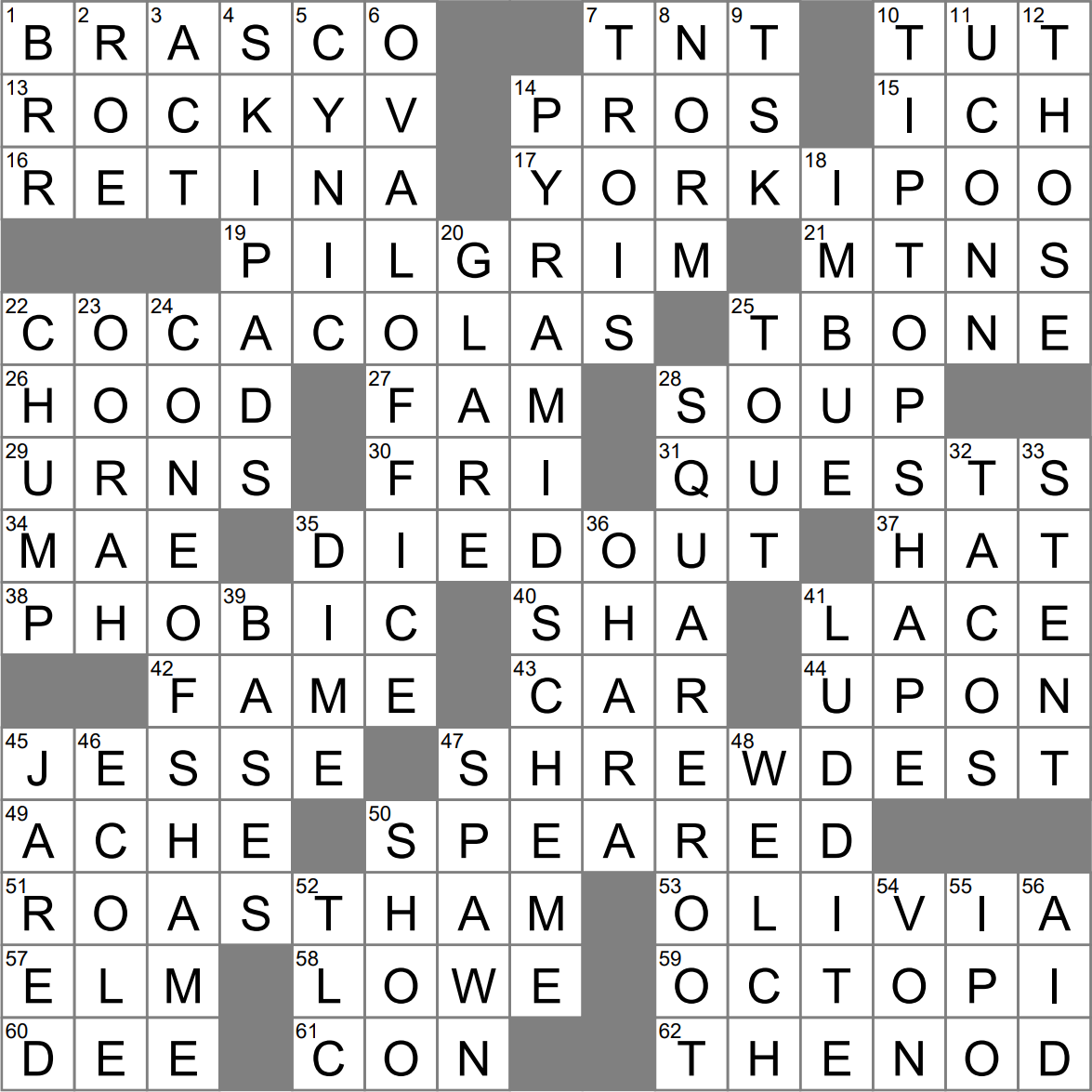 Knightly Missions Crossword Clue Archives LAXCrossword