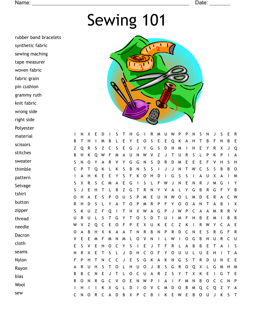 Knitting Crossword WordMint