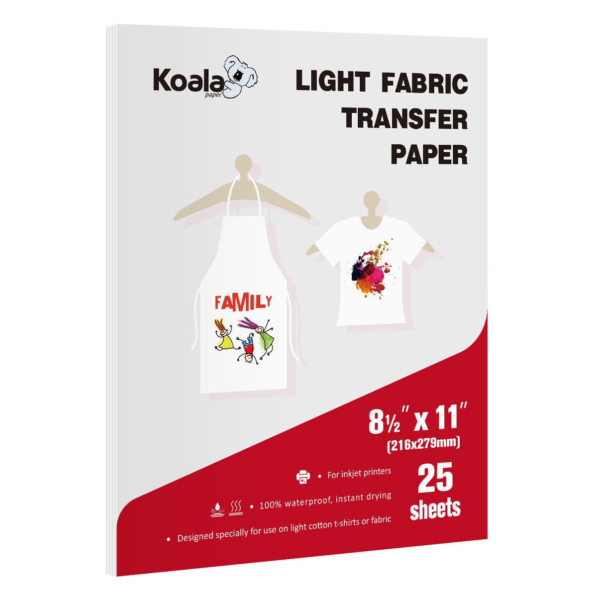 Koala Printable Inkjet Heat Transfer Paper Iron on For Light T shirt 25 Sheets EBay