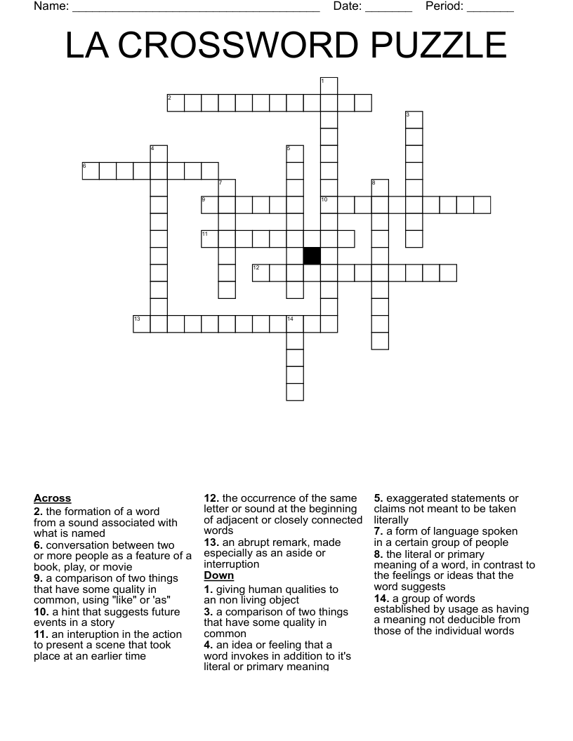 LA CROSSWORD PUZZLE WordMint LA CROSSWORD PUZZLE WordMint