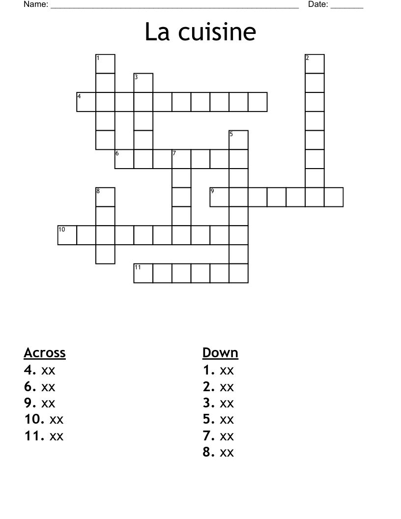 La Cuisine Crossword WordMint