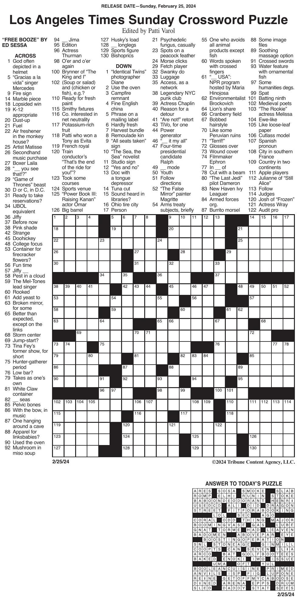 la daily crossword answers