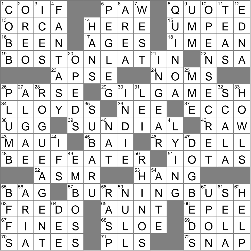 LA Times Crossword 1 May 25 Thursday LAXCrossword