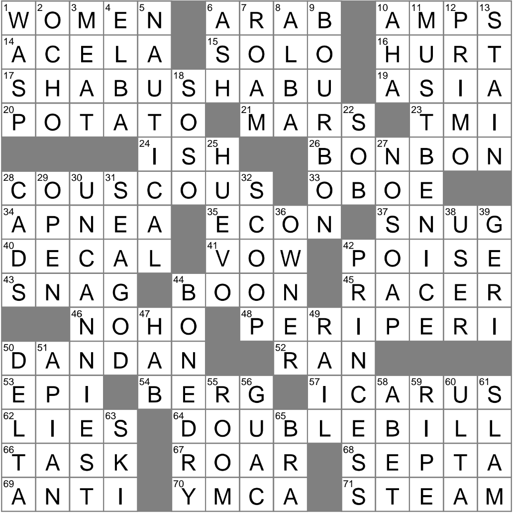 LA Times Crossword 25 Mar 25 Tuesday LAXCrossword