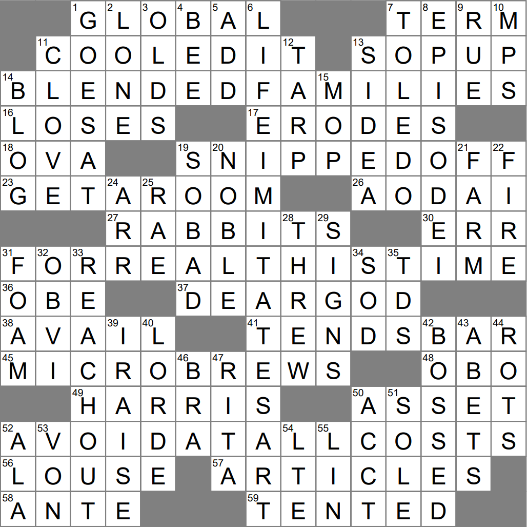 LA Times Crossword 9 Dec 23 Saturday LAXCrossword