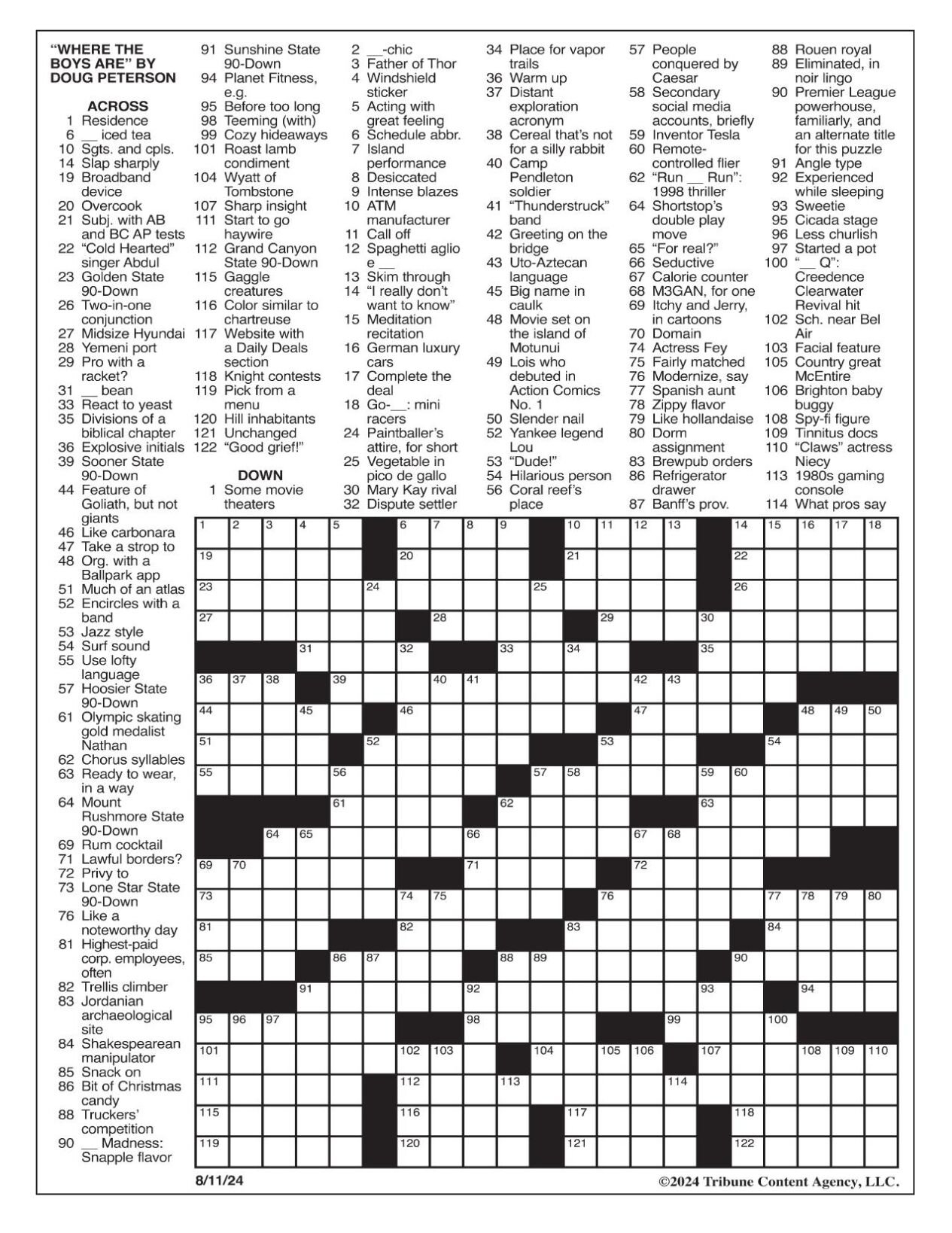 LA Times Crossword Aug 11 2024 Crosswords Yakimaherald LA Times Crossword Aug 11 2024 Crosswords Yakimaherald