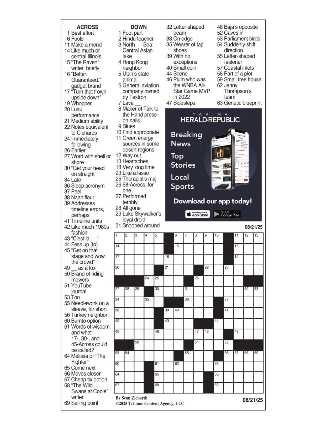LA Times Crossword Aug 21 2025 Crosswords Yakimaherald