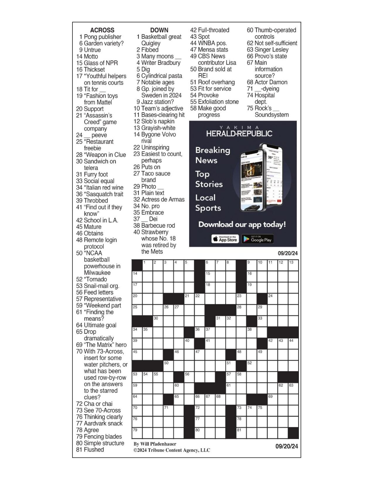 LA Times Crossword Sept 20 2024 Crosswords Yakimaherald