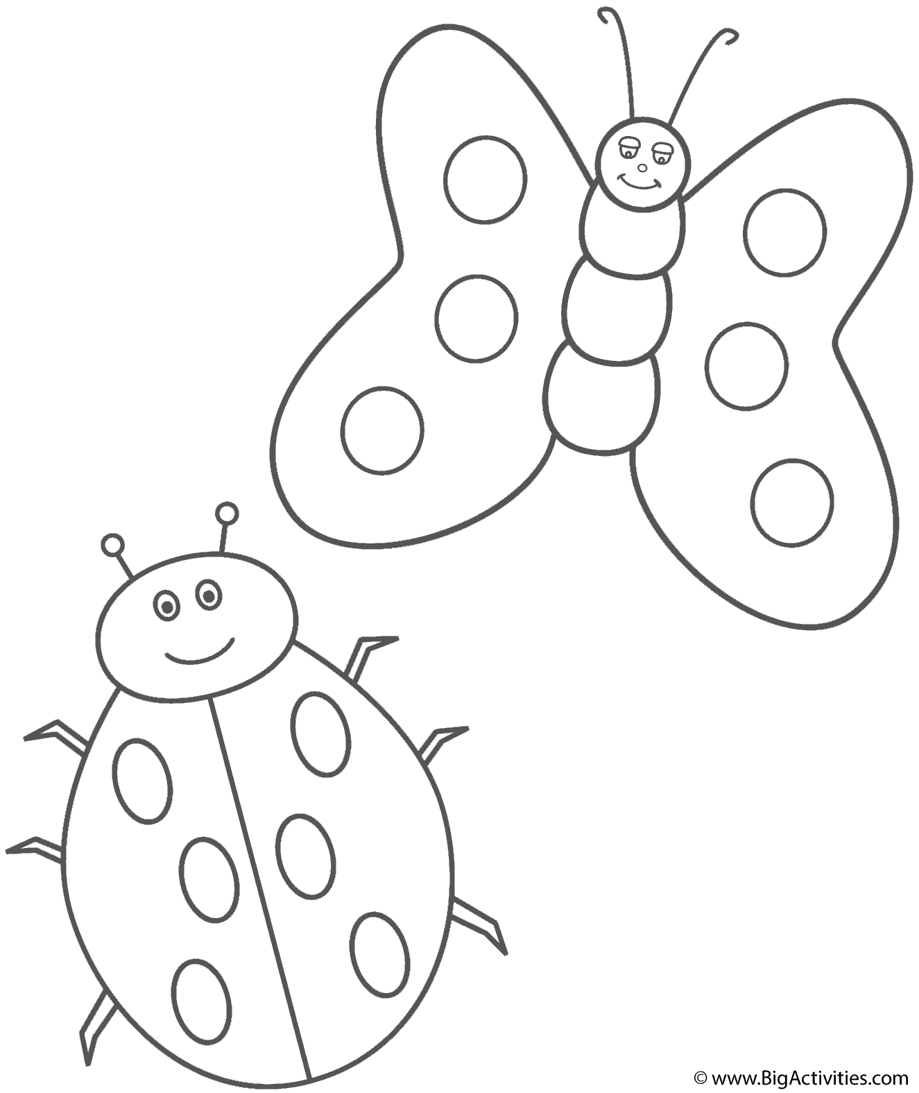 Ladybug And Butterfly Coloring Page Insects  Ladybug And Butterfly Coloring Page Insects