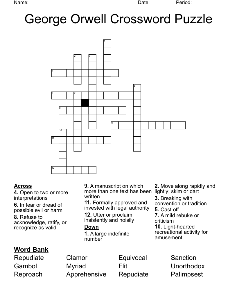 Lesson Five Crossword Puzzle WordMint